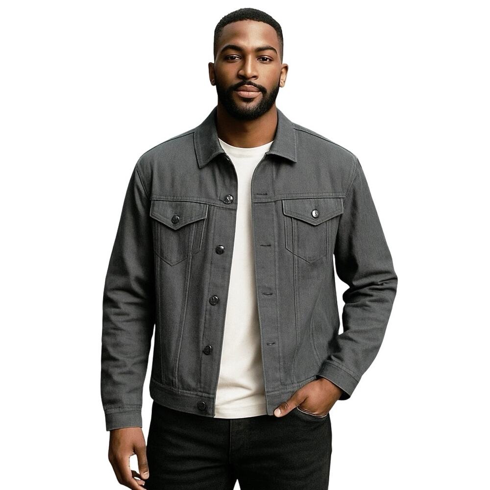 EZEKIEL Men’s Black Herringbone snap Front Trucker Jacket Size XL